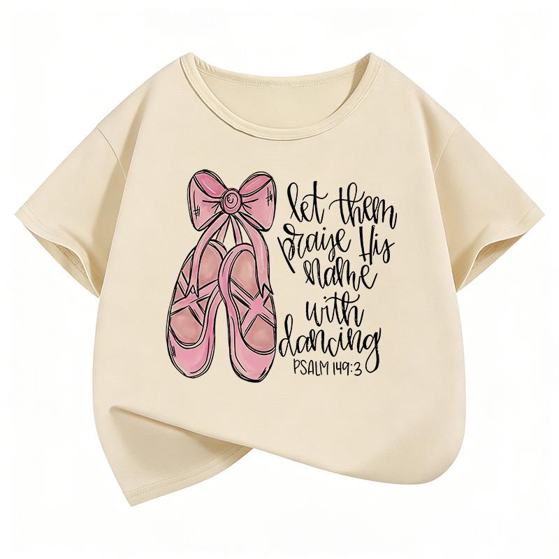 Streetwear Pink Color Dance Shoes T Shirts Funny Kids Childrens Tshirt Short Sleeve Girls Summer Spring Casual Top Tee Shirt