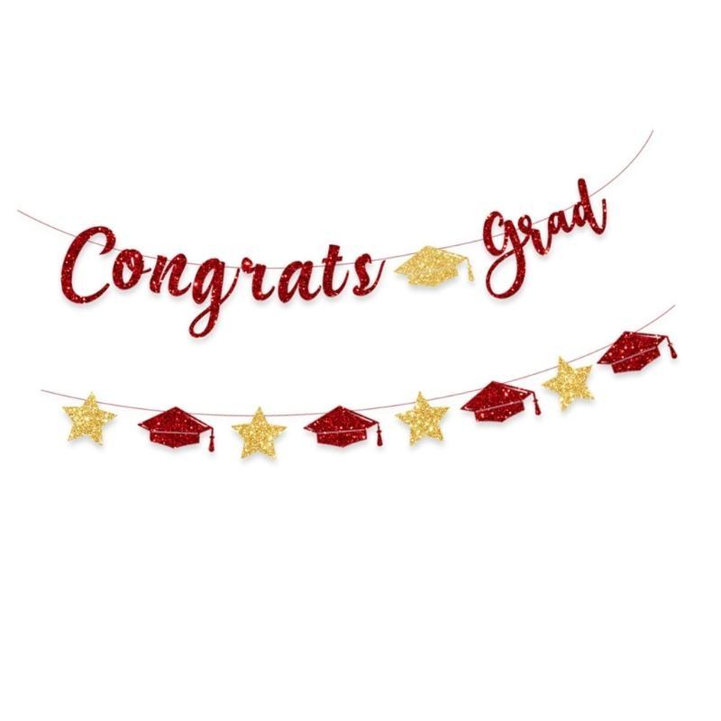 Glittering Congrats Grads Ornament Graduation Party Hanging Decoration for Class of 2025 for Decoration Celebration