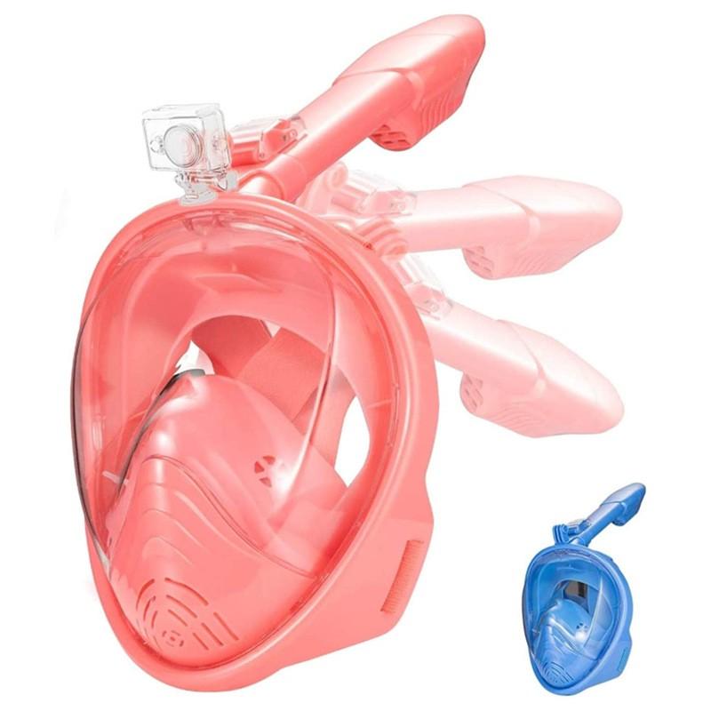 Kids Foldable Snorkel Mask All-in-One Swimming Goggles Anti-choke Adjustable Portable