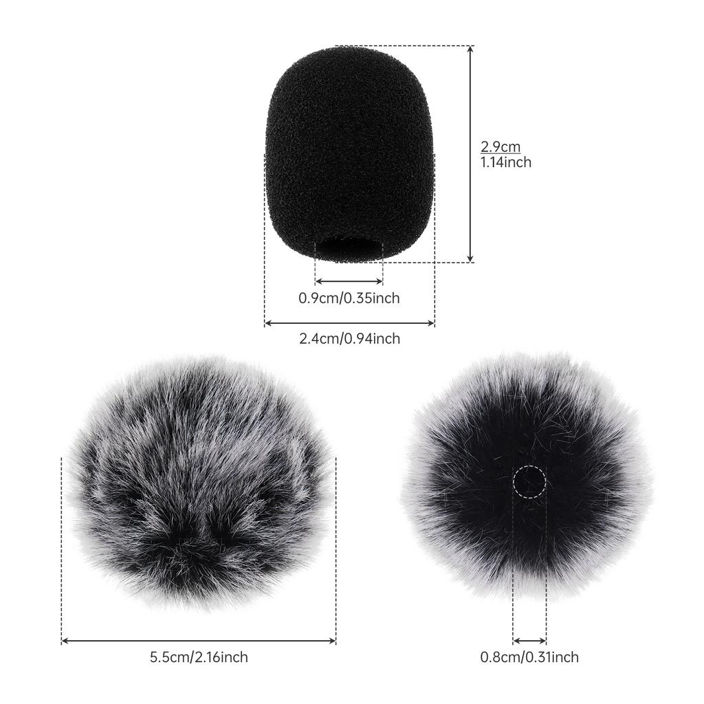 10pcs Lavalier Mic Furry Muffs Foam Windscreens Mini Microphone Universal Fit Wind Noise Reduction Accessory Kit