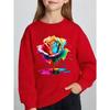 Kids Unisex Crewneck Sweatshirt, Colorful Dripping Rainbow Rose Art Print Soft Fleece Long Sleeve Pullover For Boys Girls Over 4 Years Old