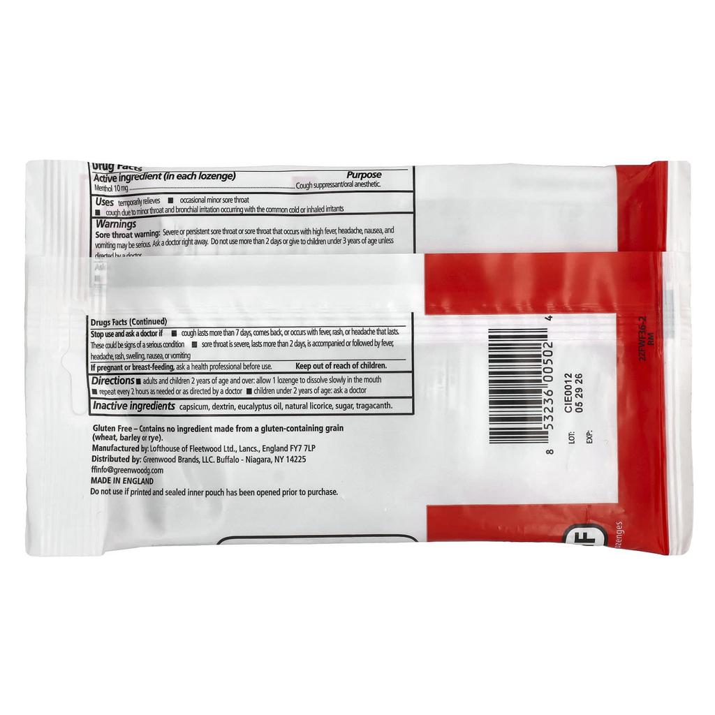 Fisherman'S Friend, Menthol Cough Suppressant Lozenges, Original Extra Strong, Lozenges 40 Lozenges
