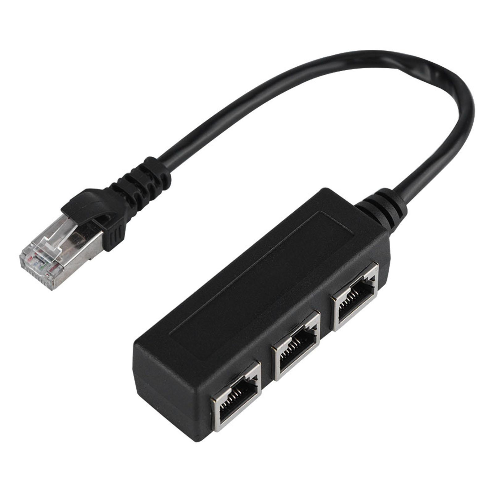 

Кабель-подовжувач Ethernet 1 штекер до 3 гнізд Перехідник-розгалужувач чорний