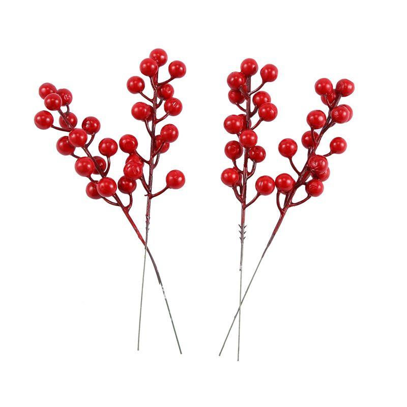 

BAAU 120 Pack 8Inch Artificial Christmas Red Berries Stems For Christmas Tree Ornaments,DIY Xmas Wreath червоний