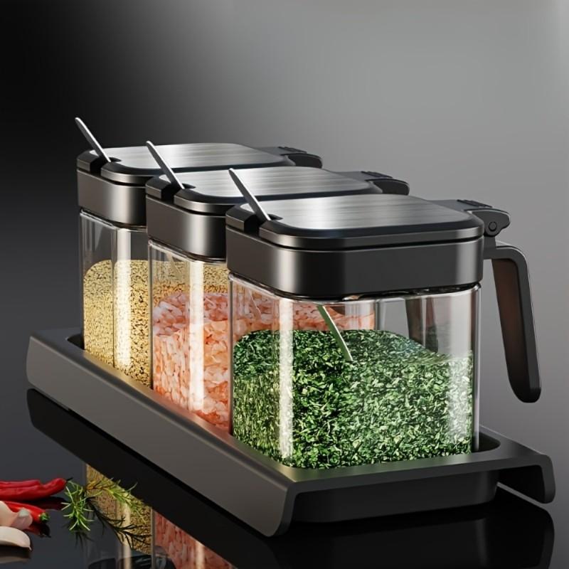 Good-Glass Jars 10Oz 3Pcs For Spice Jars With Spoon Set Seasoning Jars Organizer Storage Bottles For Spices For Spices Rack