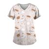 Women's Clothing Cartoon 3D Print V-neck Women's Working Clothes Tops Short Sleeve With Pockets Carers Medical Nurse Uniform
