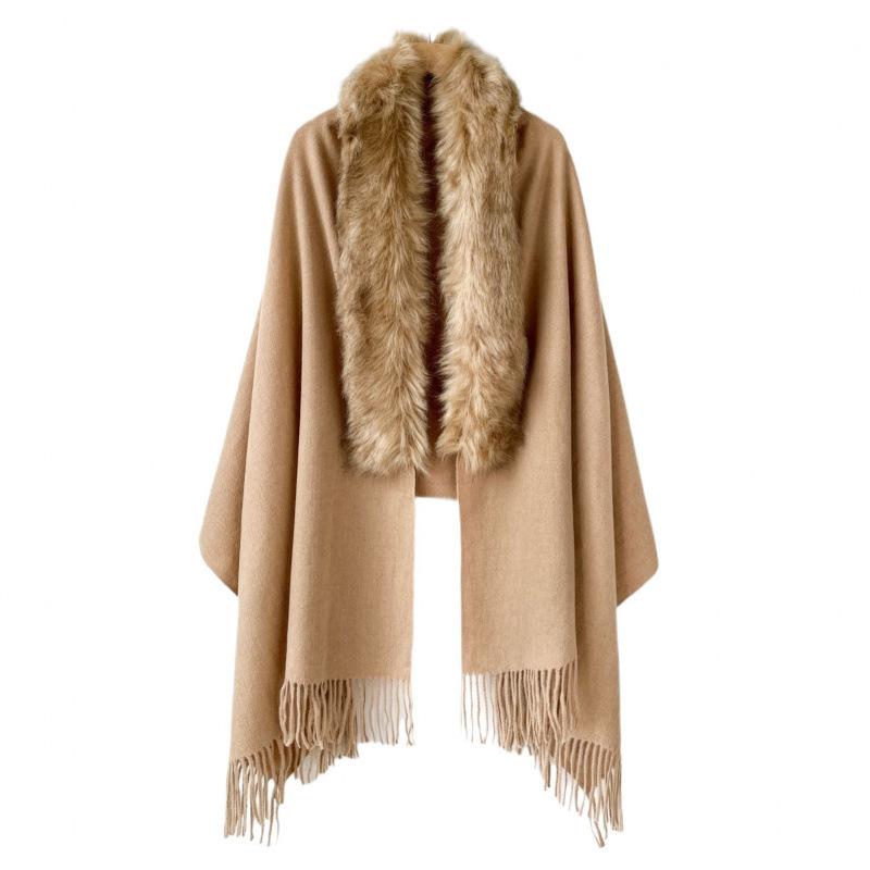 New solid color fox hair scarf women's imitation cashmere scarf autumn and winter high sense versatile winter warm shawl