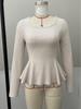Women's Elegant Slim Fit Square Neck Autumn/Winter Top with Butterfly Knot