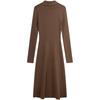 Calvin Klein Casual Embroidered Four-Button Knit Polo Long Sleeve Dress Women Dresses Dark-Gray-Brown J224574