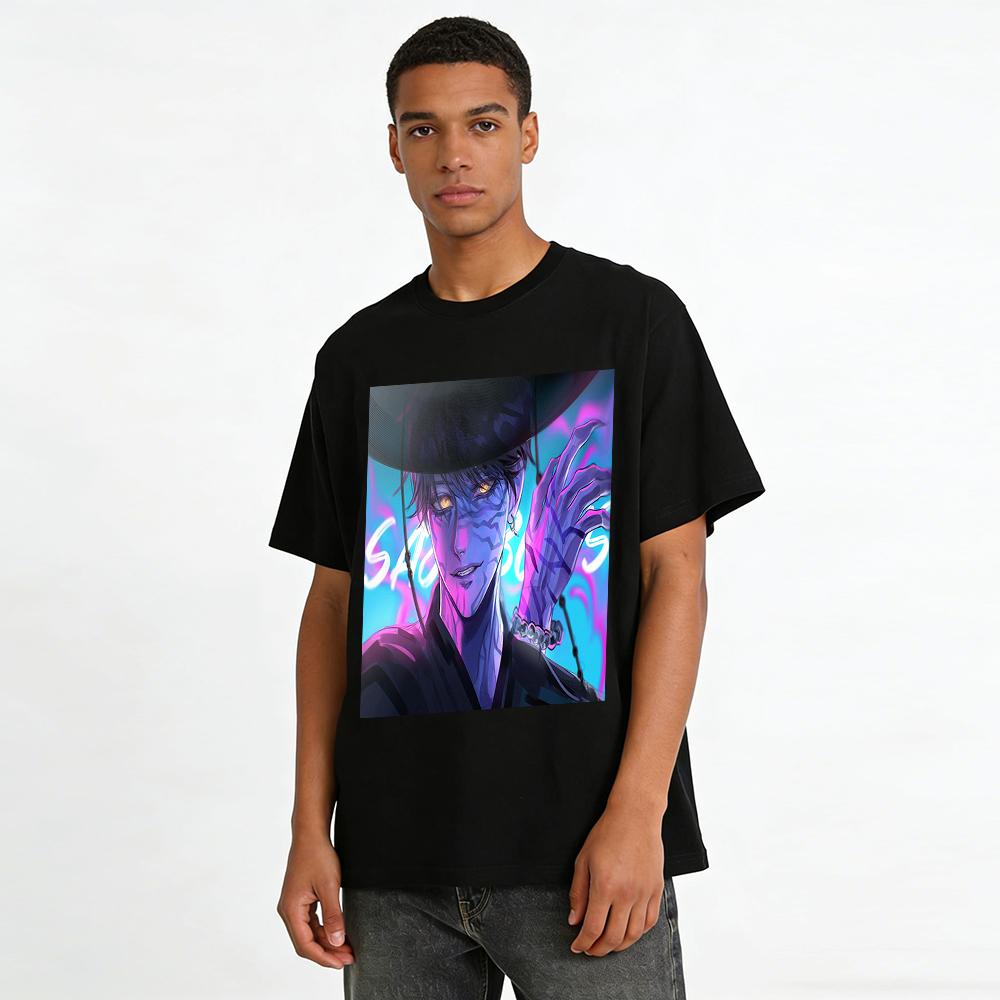 Jujutsu Kaisen Fushiguro Megumi Domain Expansion Print Casual T-shirt Unisex Loose Top Pure Cotton T-shirt