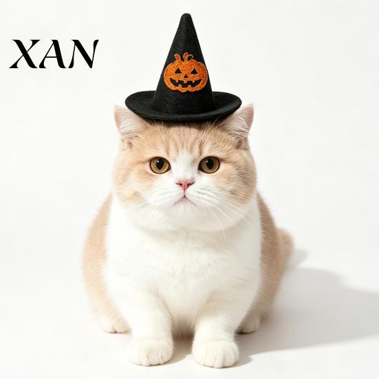 Animal Theme Party Decor Pet Halloween Witch Hat, Bows/Pumpkins Decor, Adjustable Felt Cosplay Headgear for Dogs Costume Accessory, Lightweight