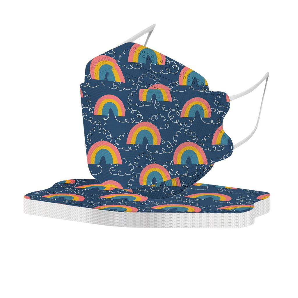 50PCS Kids Children's Disposable Face Mask Cute Funny Print 3D Designs 4-Ply Facial Masks