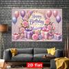 2D Floral Happy Birthday Backdrop Pink Rose Lavender Photography Background