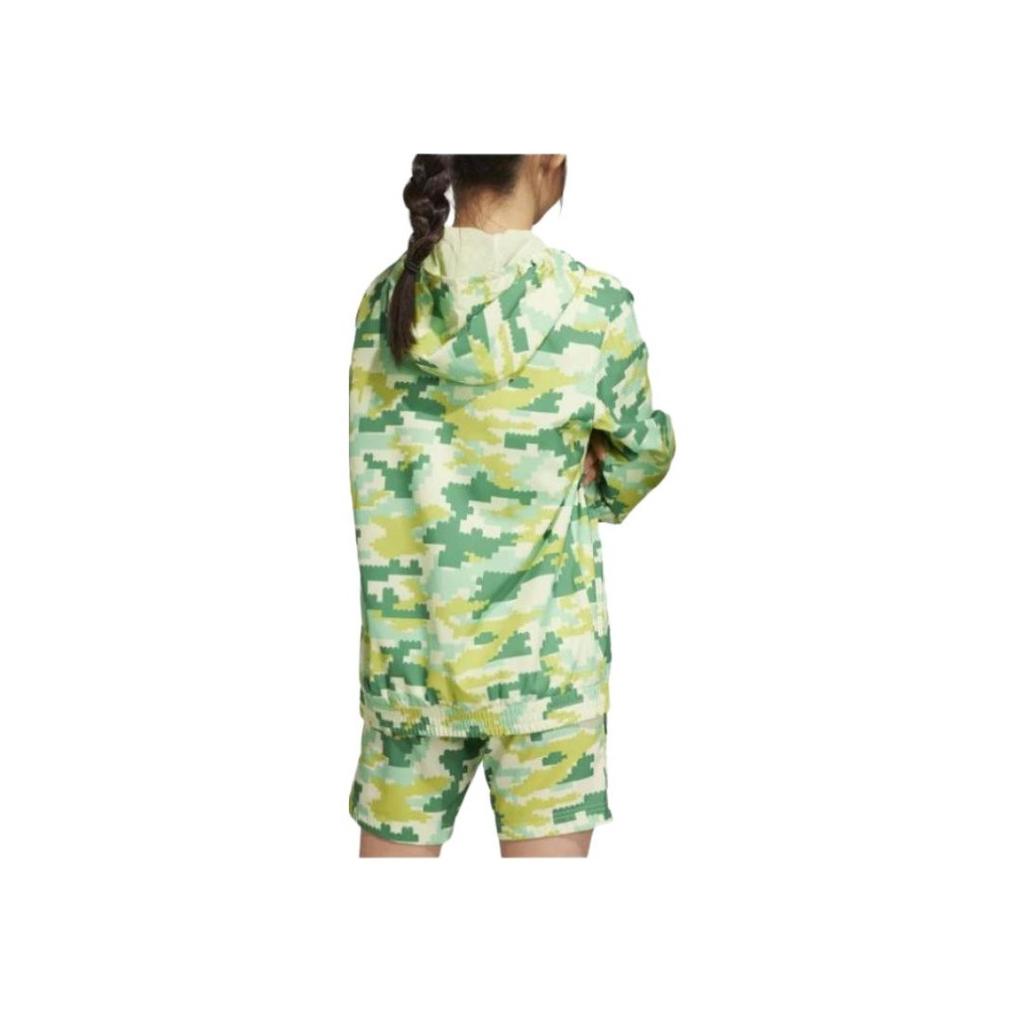 Adidas Kids Camouflage Zip-Up Hooded Long Sleeve Jacket Kids jackets Green HS1158