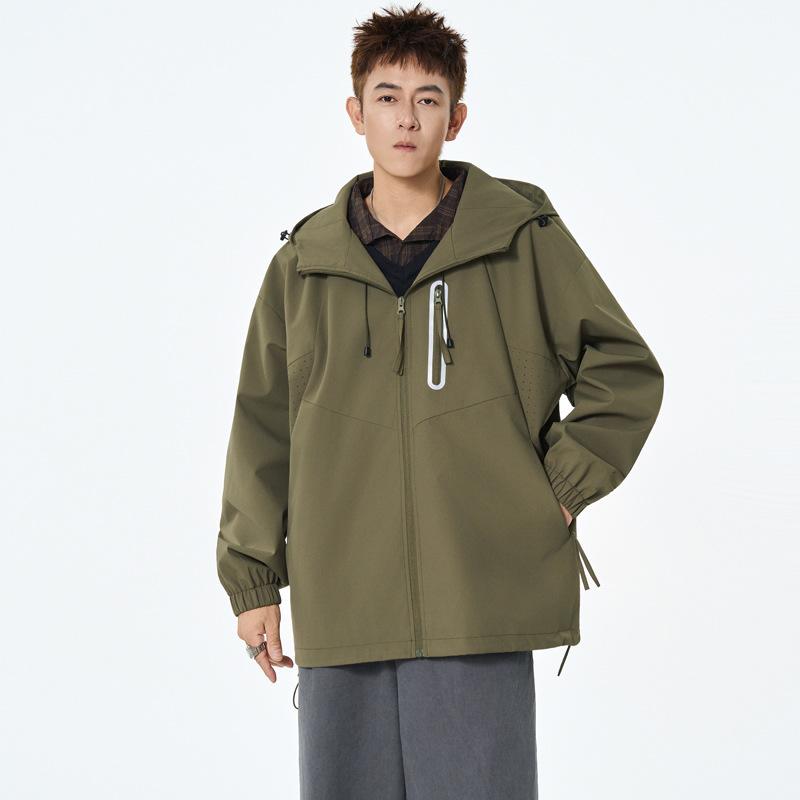 New Coat Hooded Jacket Outdoor Sportswear for Men and Women Casual Loose Mountain Climbing Trend Solid Color Joker.