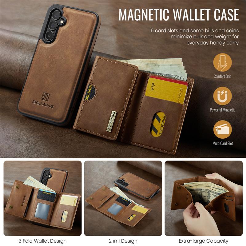 Magnetische 2-in-1 Abnehmbare Flip Leder Handyhülle für Samsung Galaxy S25 FE S25 Edge S24 Plus S23 S22 S21 Ultra Brieftasche Kartenfach Rückseite Abdeckung Coque