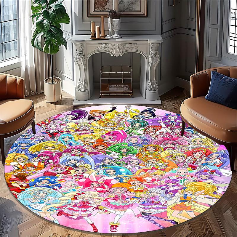 1pc Pretty Cure1 Design Printed Area Round Carpet for Bedroom Living Room Home Decor Rugs Mat Non Slip Mat Rug for Bedside