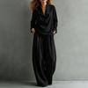 Women's Color Casual Two Piece Set with Collar Sweatshirt and Pants with Pockets