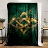 Golden Celtic Knot Design printed Flannel blanket for bedroom, living room, sofa, and nap