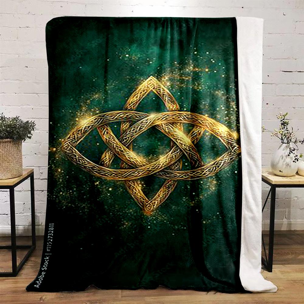 Golden Celtic Knot Design printed Flannel blanket for bedroom, living room, sofa, and nap