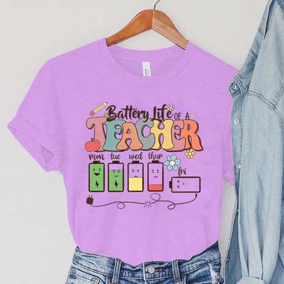 T-shirt manches courtes femme, estival et décontracté, avec durée de vie de la batterie de l'enseignant imprimé, Kpop Y2k, Harajuku