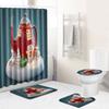 Christmas Elements Bathroom Shower Curtain Floor Mat Toilet Cover Foot Mat Four-Piece Pattern Size