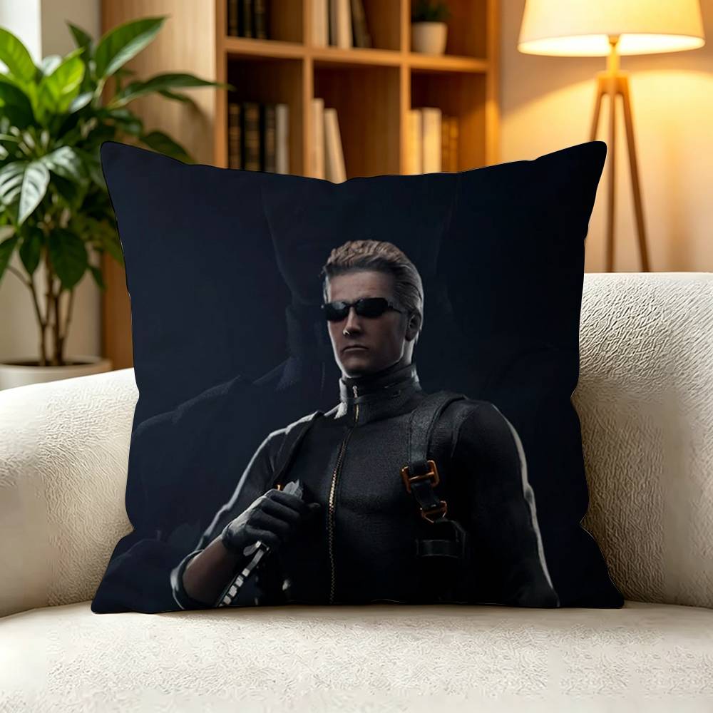 AAlbert Wesker Resident Evil Villain Pillow Case Square DoubleSided Sofa Cushion Cover Bedroom Bedside Pillow