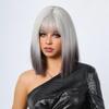 BLONDE UNICORN Kurze gerade Perücken, weiß, grau, Bob-Perücke mit Pony, natürliches Damen-Kunsthaar, tägliche Party, Weihnachten, synthetische Perücke, hohe Temperatur