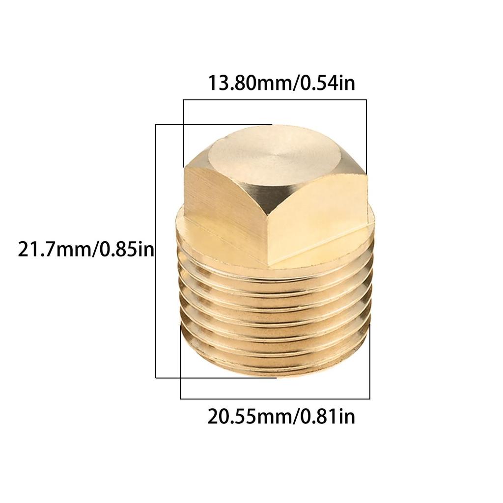 2Pcs 1/2" NPT Solid Brass Boats Hulls Drain Plugs Flare Tube Fitting Garboard Drain Plug Kit Universal for Fuel LP Natural Gas 3