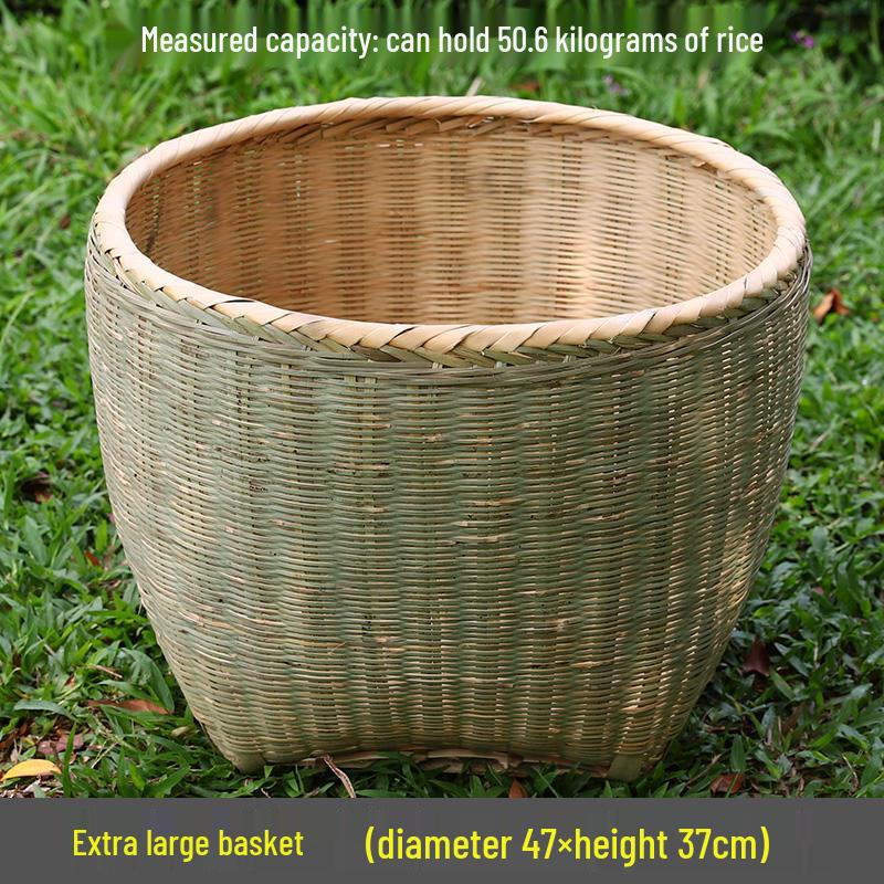 Bamboo Woven Large Winnowing and Rice Washing Basket - Multi-Purpose Storage and Farmer's Celebration Basket