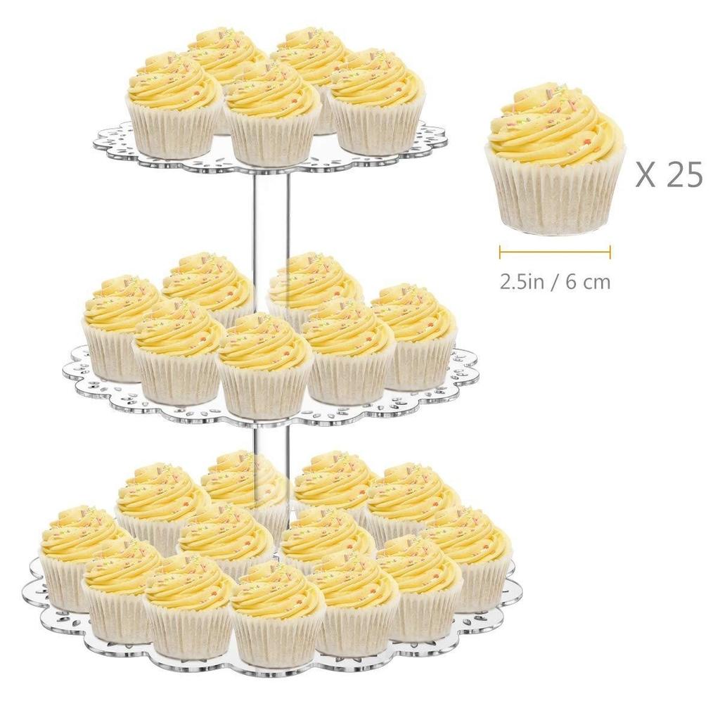 3-layer/Set Flower Shaped Cake Rack Durable Non-slip Acrylic Pastry Dessert Rack Baby Shower Wedding Birthday Party