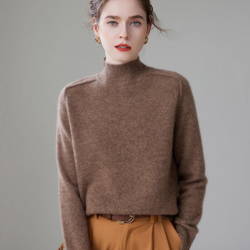 Fanzhen Women's High-Neck Cashmere Blend Sweater