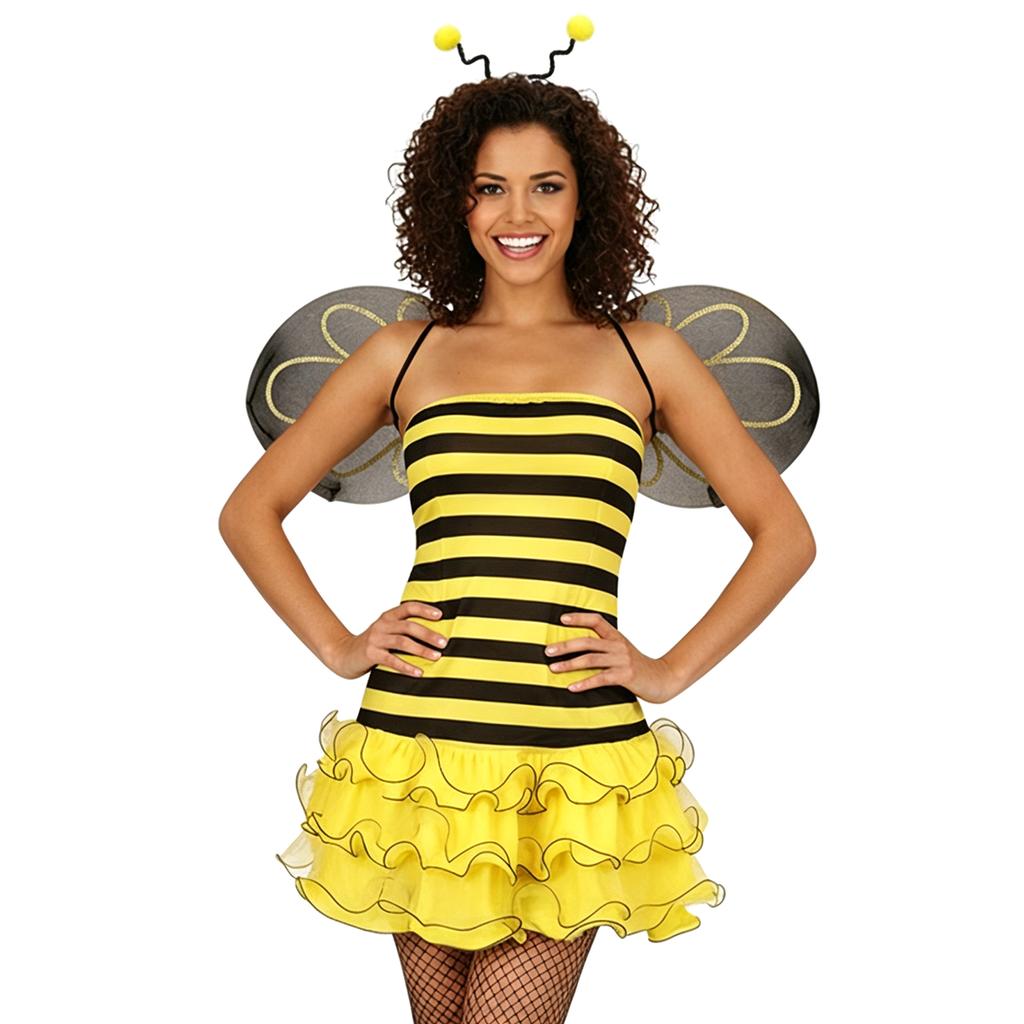 Halloween Bees Costume Accessories Set Bumble Bees Wing Antenna Headband Tutus Dress Bees Outfits for Adult Womens Gift