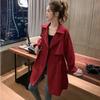 Double-breasted trench coat women's medium and long new student versatile loose suit collar casual thin jacket