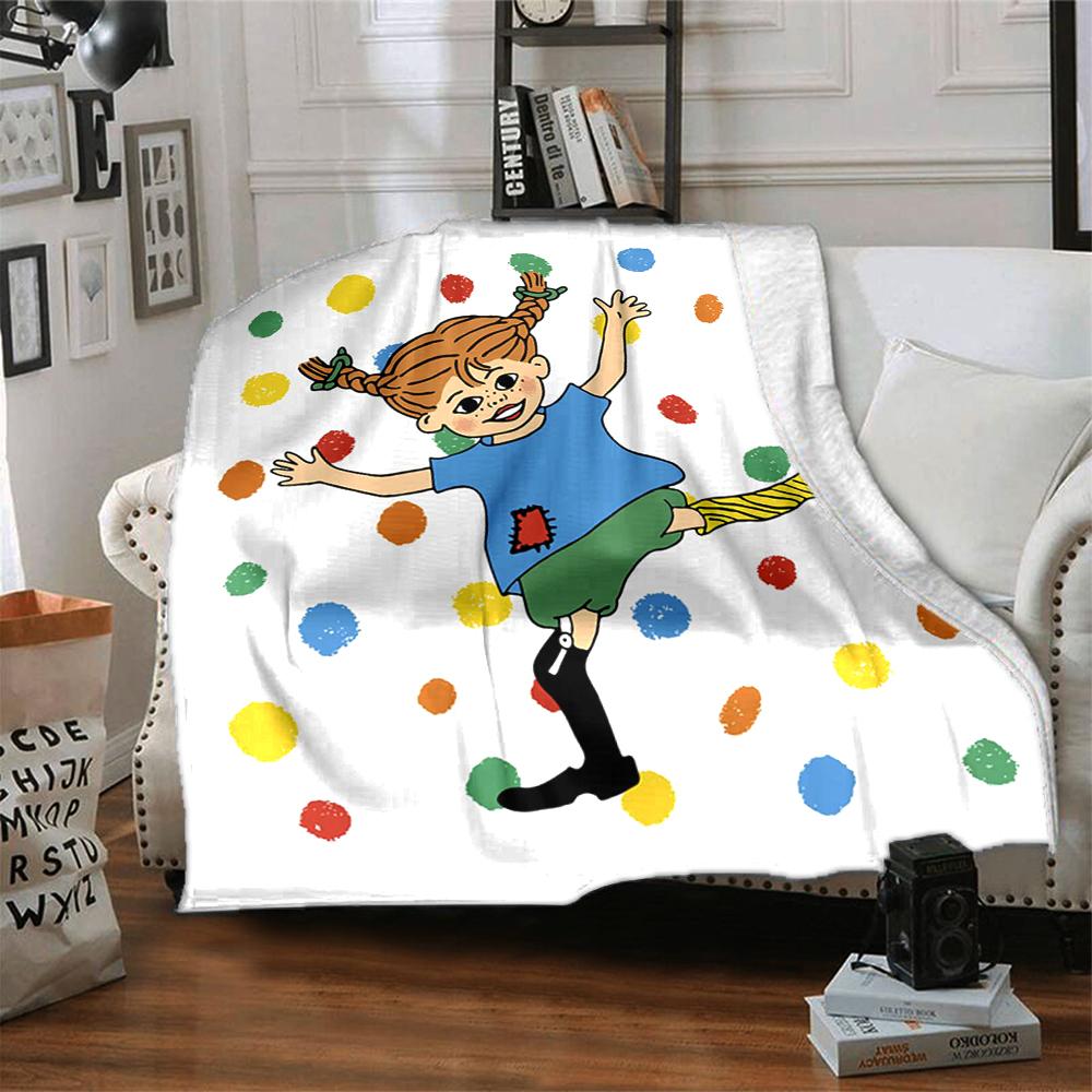 Coperta Stampata a Tema Pippi Calzelunghe - Perfetta per Divano, Letto, Viaggi e Uso all'Aperto | Lavabile in Lavatrice, Accogliente e Durevole.