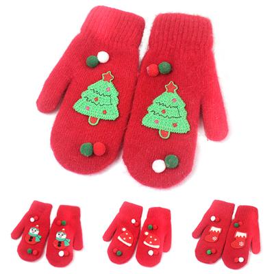 Christmas Gloves Christmas Tree Snowman Bells Mitten Winter Warm Knitted Gloves for Women Kids Xmas Gift Cycling Ski Mitten