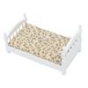 Wooden Doll House Bed 1: 12 Scale Miniature Bedroom Furniture Set with Mattress Pillow