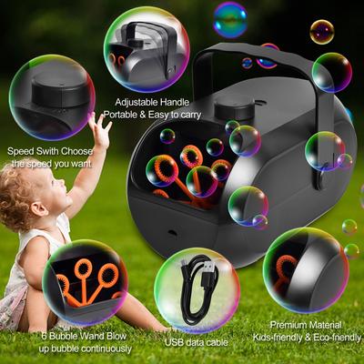 Bubble Machine Automatic Bubble Blower Portable Rechargeable Bubble Maker 4800+ Bubbles Per Minute Bubbles  for Kids