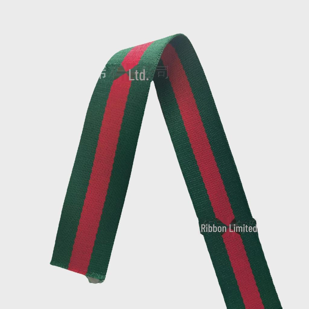 Tracolla da donna: Nastro in twill di poliestere verde e rosso da 2 cm/5 cm con decorazione per cappello, spessore 1,2 mm