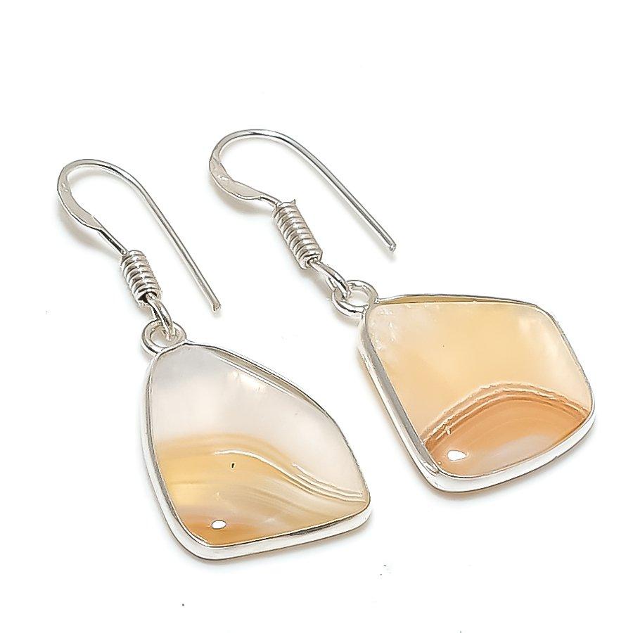 Natural Botswana Agate Gemstone 925 Sterling Silver Jewelry Earring 1.50 AE-12406