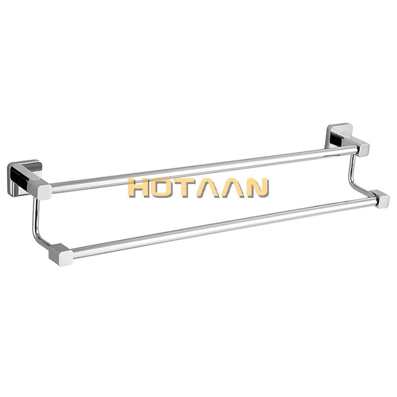 . Chrome Finish Stainless Steel Bathroom Accessory Double Towel Bar Towel Rail Towel Holder 60cm YT-10798