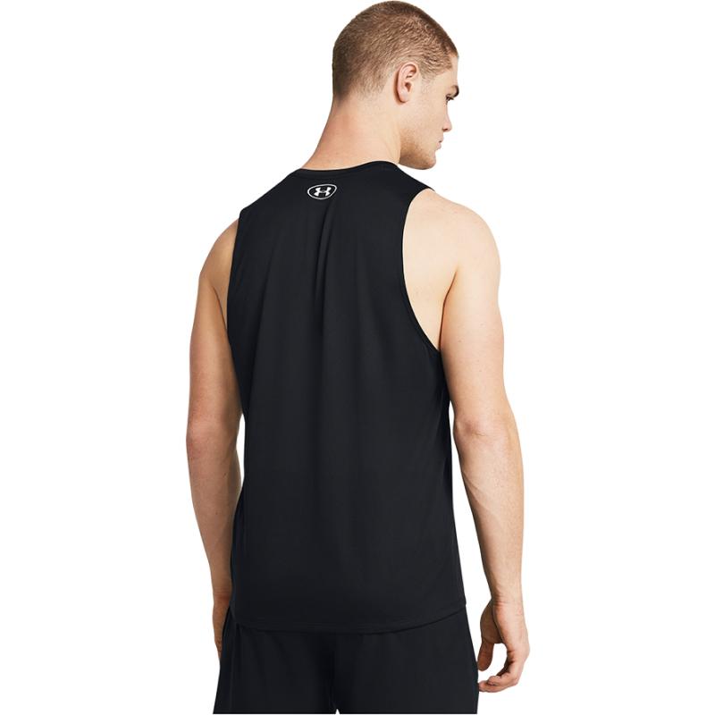 Under Armour Tech Solid Crew Neck Sleeveless Training Vest Men Tops Black 1382795-001