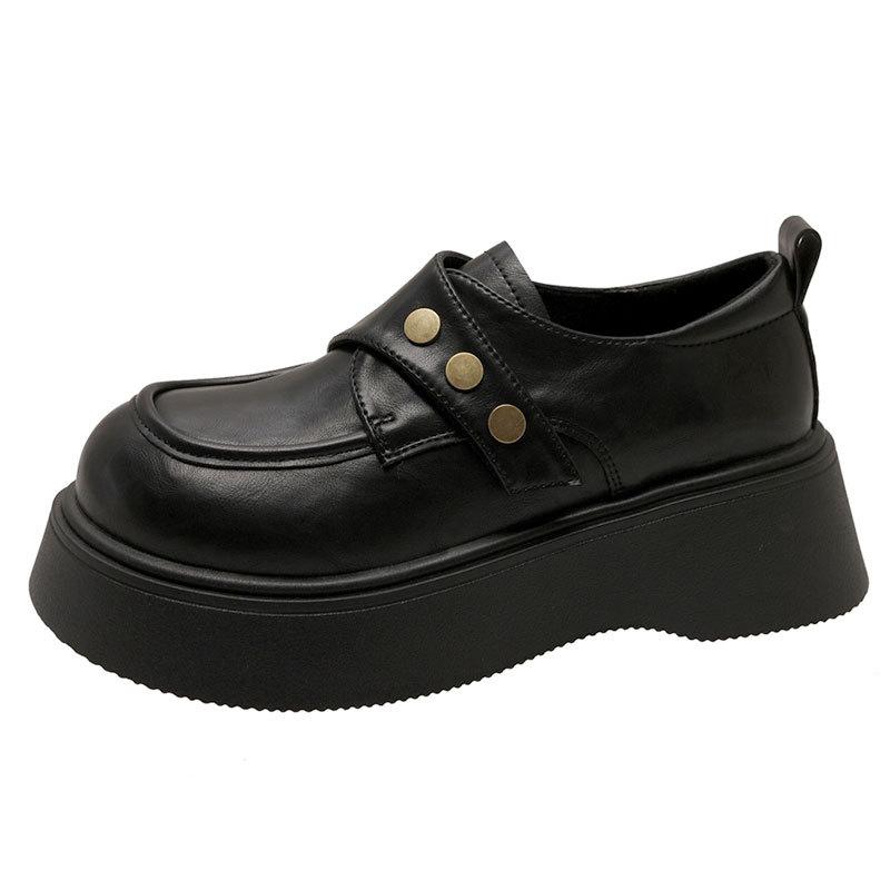 Black thick-soled heightening small leather shoes temperament single shoes spring new Mary Jane versatile shoes