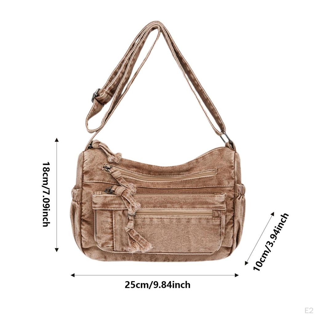 Denim Shoulder Bag Lightweight Retro Crossbody Handbag for Women Commuting Work