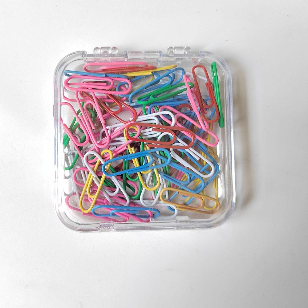 70pcs Colorful Paper Clips With Storage Box - Business Gift Stationery Supplies Metal  Learning Office Materials Invoice Clip