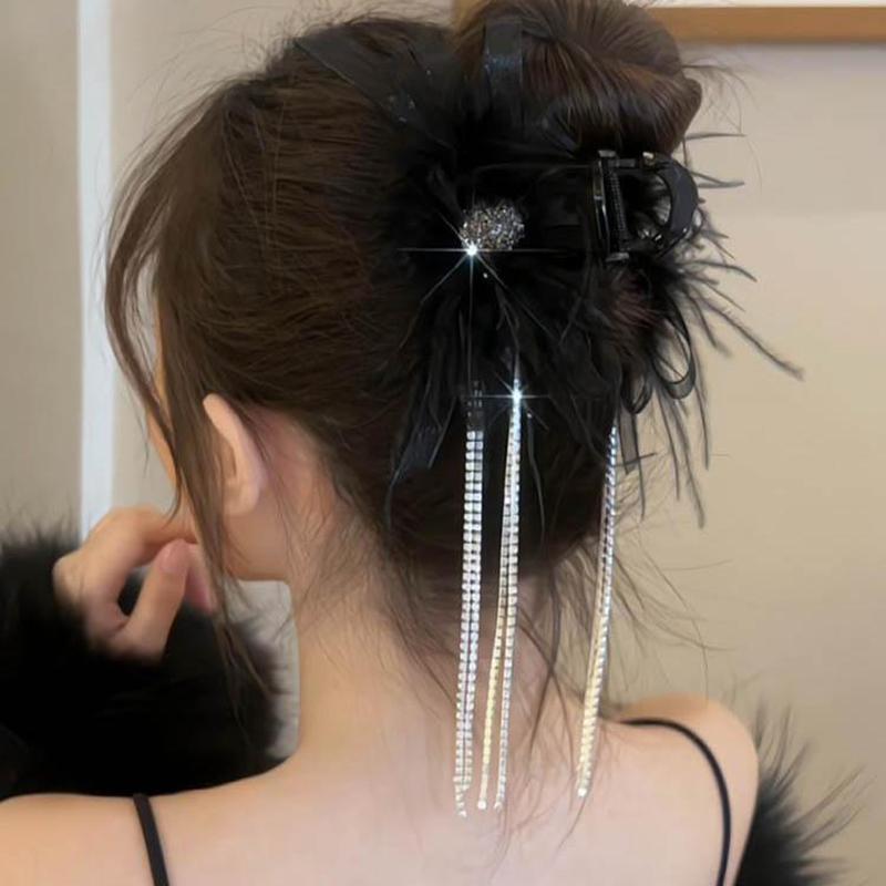 Elegante Prinzessin Feder Haarnadel für Frauen Haarspangen Kopfschmuck Lange Quasten Greifspange Weibliches Haarschmuck
