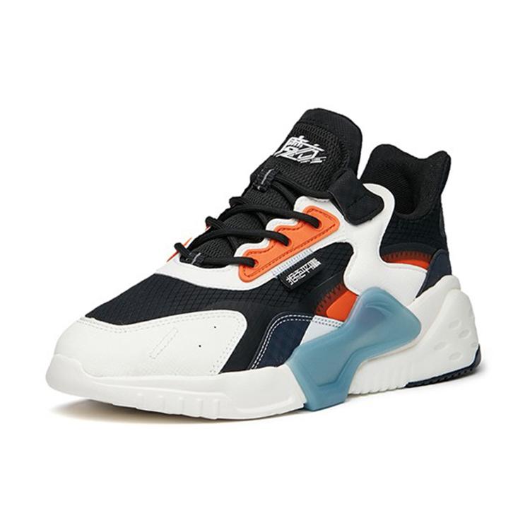 New Anta Rubik's Cube Anti Slip Wear Resistant Low Top Chunky Sneakers Men's Black White Orange 112148808-2