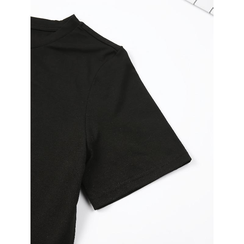 T-Shirt mit Buchstabenmuster, lässiges Rundhals-Kurzarmhemd, Frühling und Sommer, lässige Mode, Damenoberteil, T-Shirt
