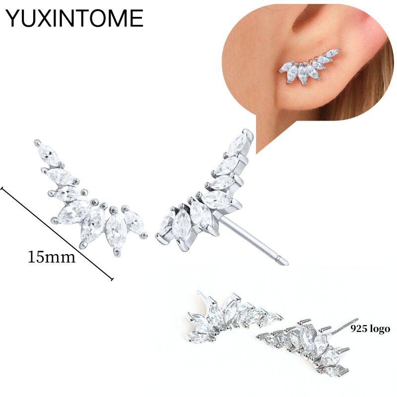 925 Sterling Silver Ear Needle Fashion Hoop Earrings White Crystal Luxury Women's Silver Earrings Wedding Women's Jewelry Gift