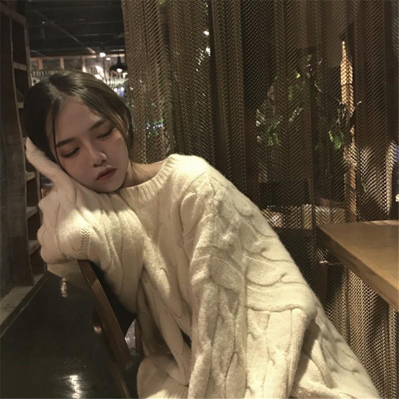 

Осеннее ленивое вязаное пальто-кардиган в корейском стиле, свободный кардиган средней длины для женщин XL